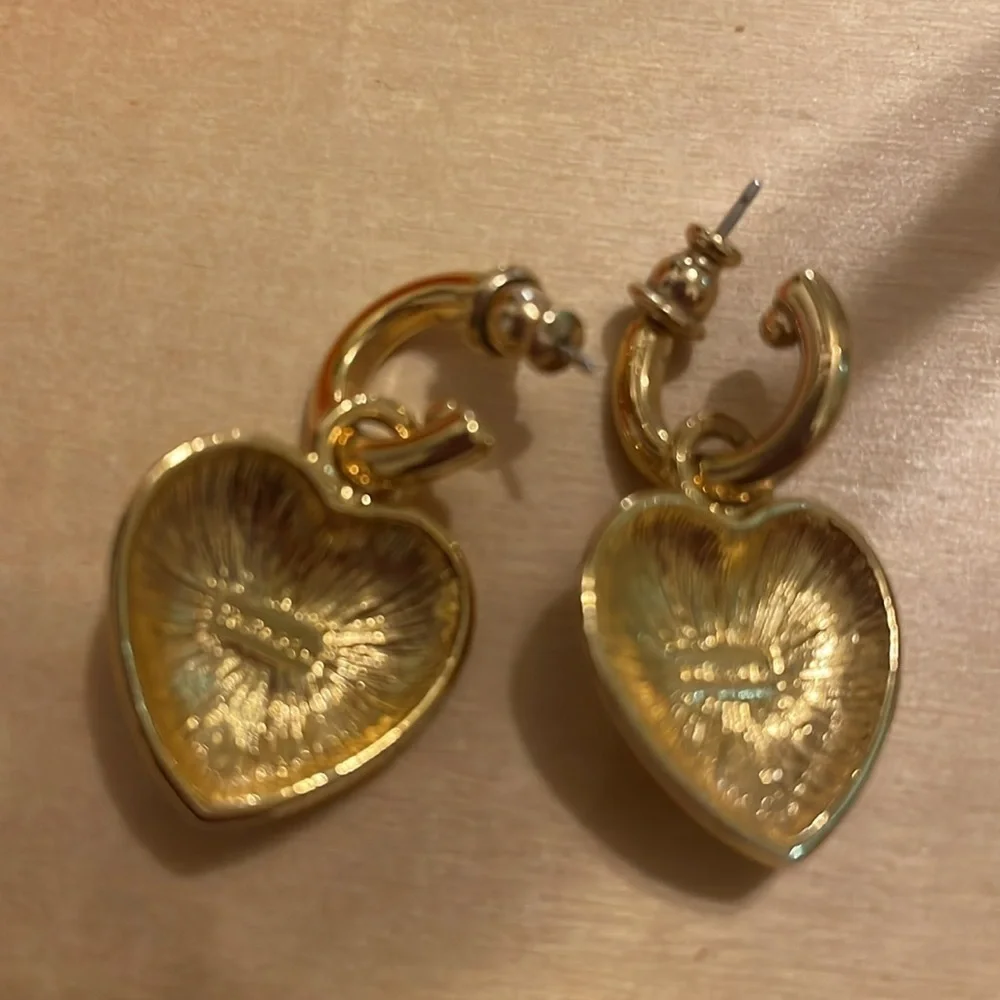 TRIFARI EARRINGS HEART PINK RHINESTONE - Picture 2 of 3